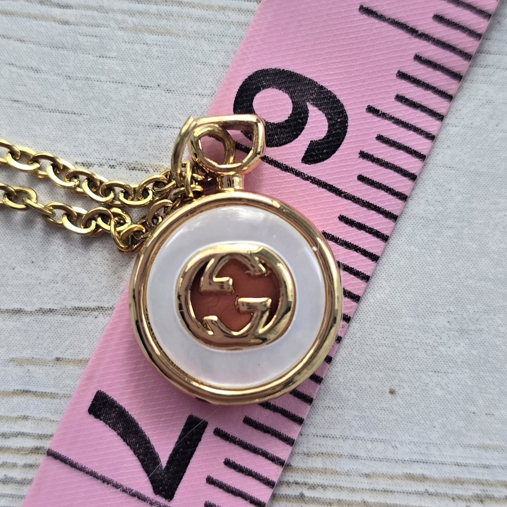 Gold and White Pendant Necklace